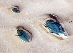 Blue ice seen from the aircraft